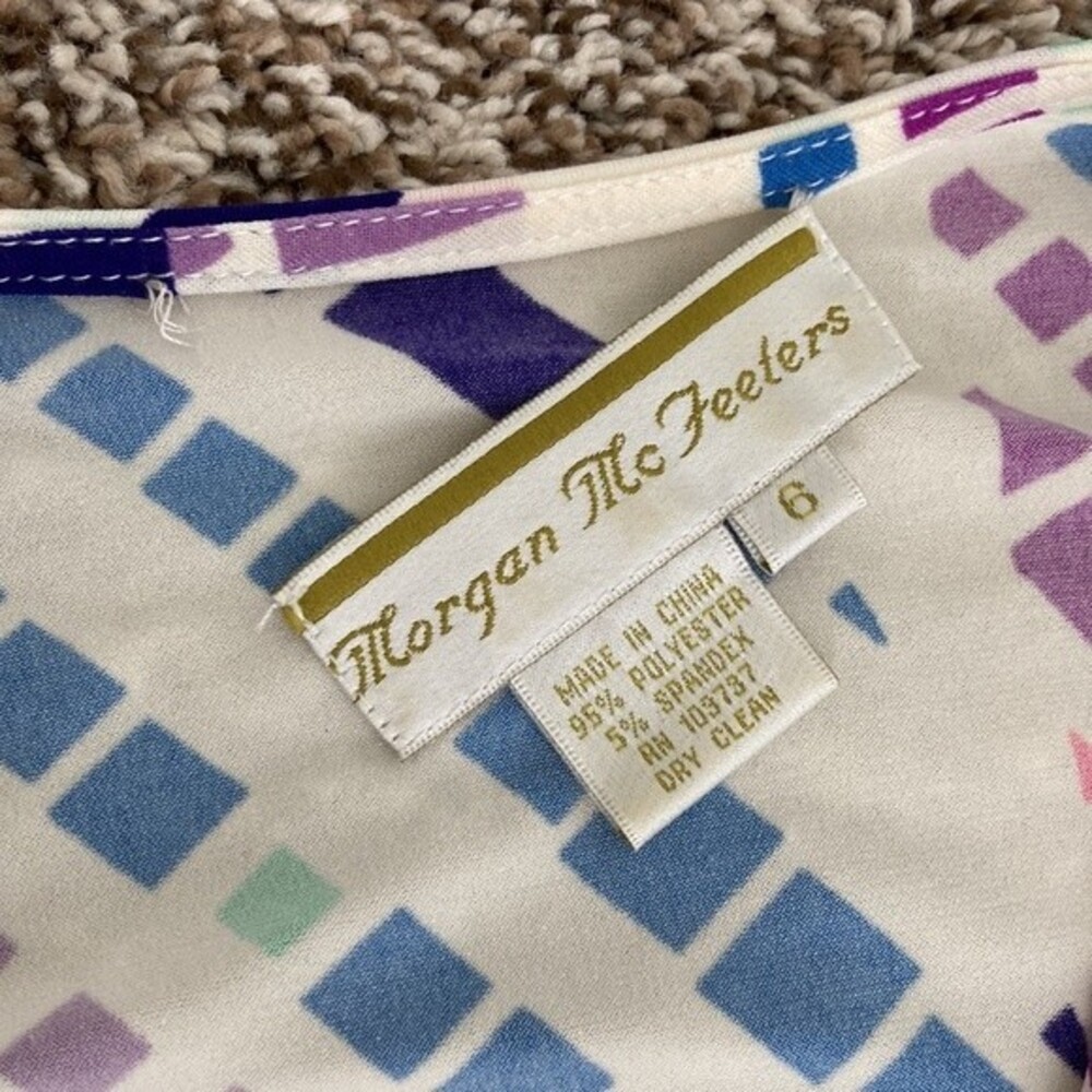 Vintage Morgan McFeeters Pink Purple Cream Vneck Casual Summer Dress Size 6 - Picture 11 of 16